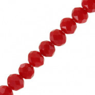 Top Glasfacett rondellen Perlen 8x6mm Crimson red pearl shine coating